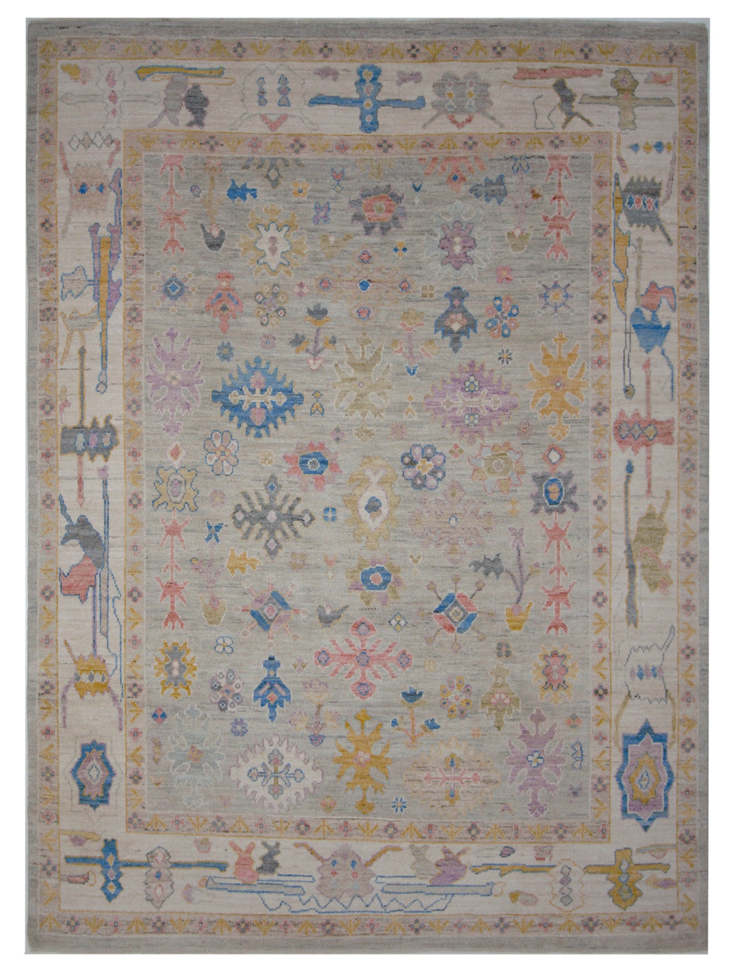 Pacific Ushak Wool Weft  Lt.Grey Ivory Transitional