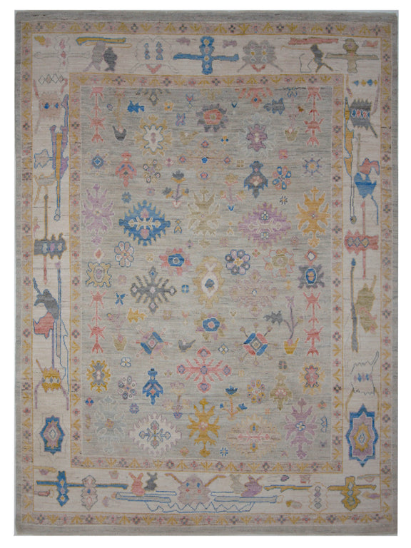 Pacific Ushak Wool Weft  Lt.Grey Ivory Transitional