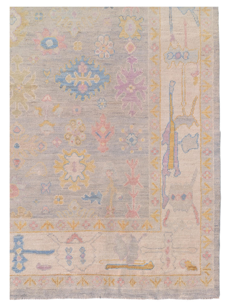 Pacific Ushak Wool Weft 42594 Lt.Grey Ivory Transitional Hand Knotted Rug