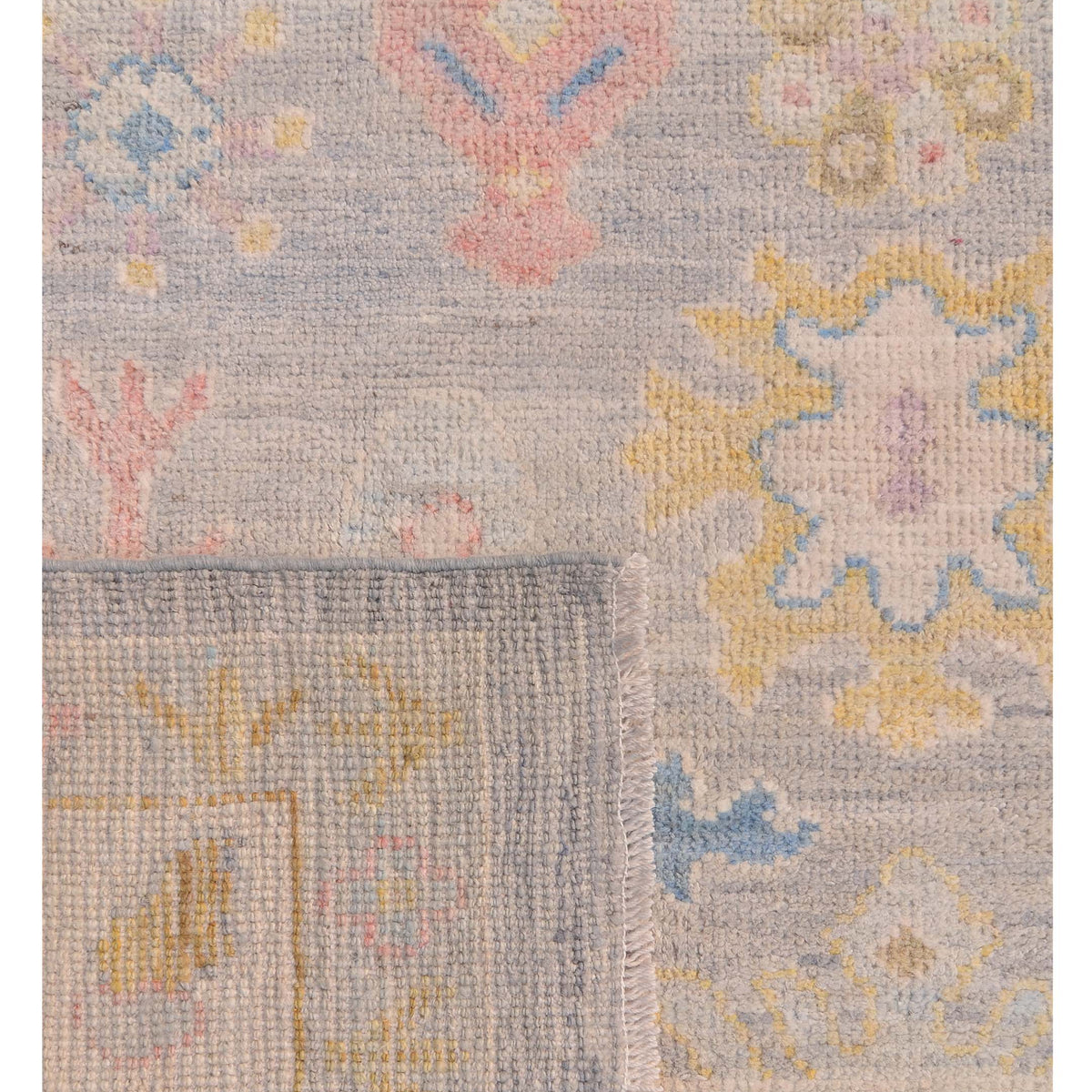 Pacific Ushak Wool Weft 42594 Lt.Grey Ivory Transitional Hand Knotted Rug