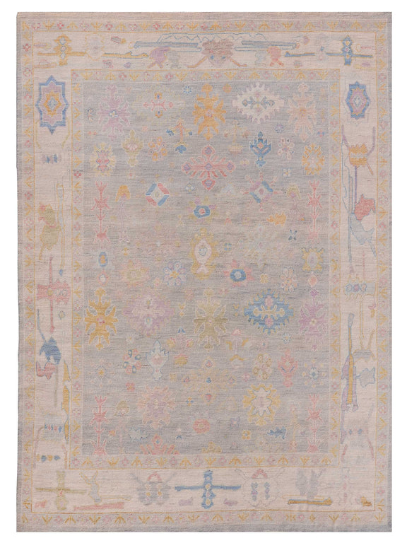 Pacific Ushak Wool Weft  Lt.Grey Ivory Transitional