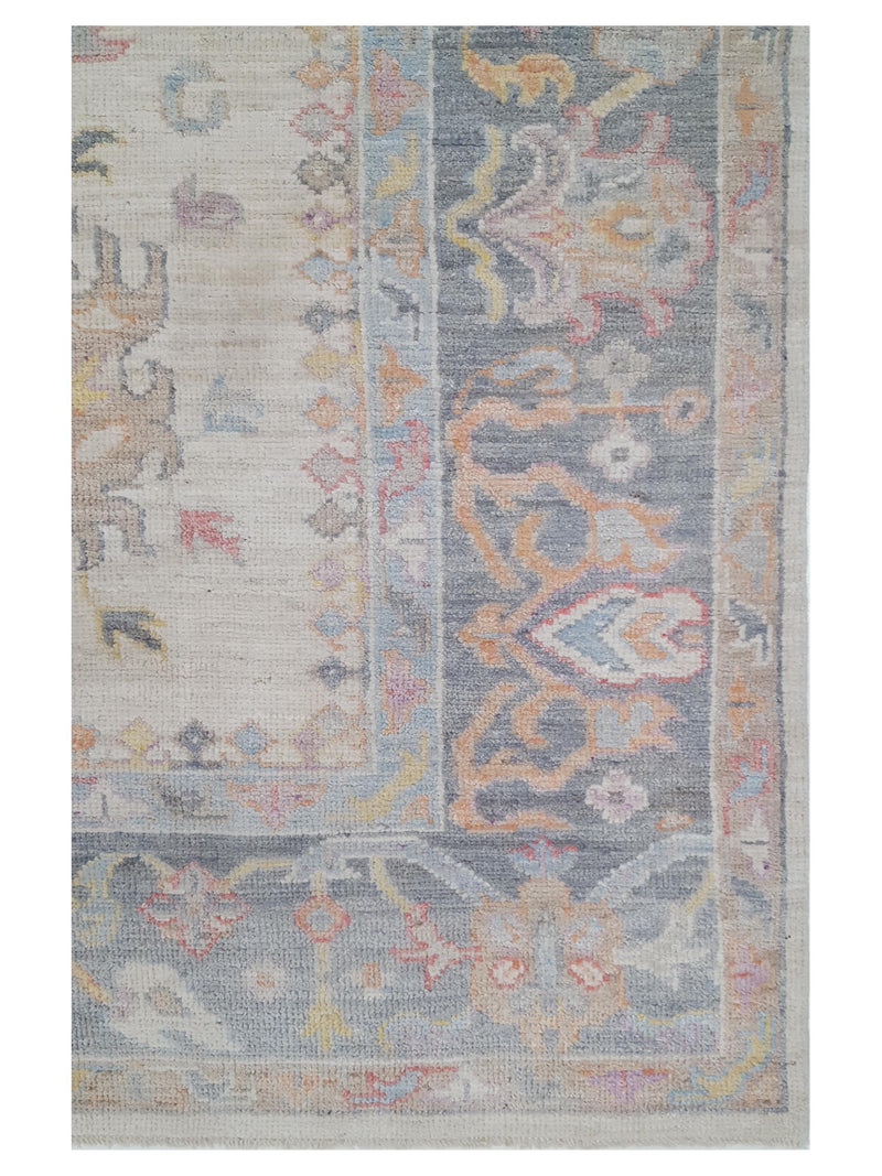 Pacific Ushak Wool Weft 42597 Ivory Grey Transitional Hand Knotted Rug
