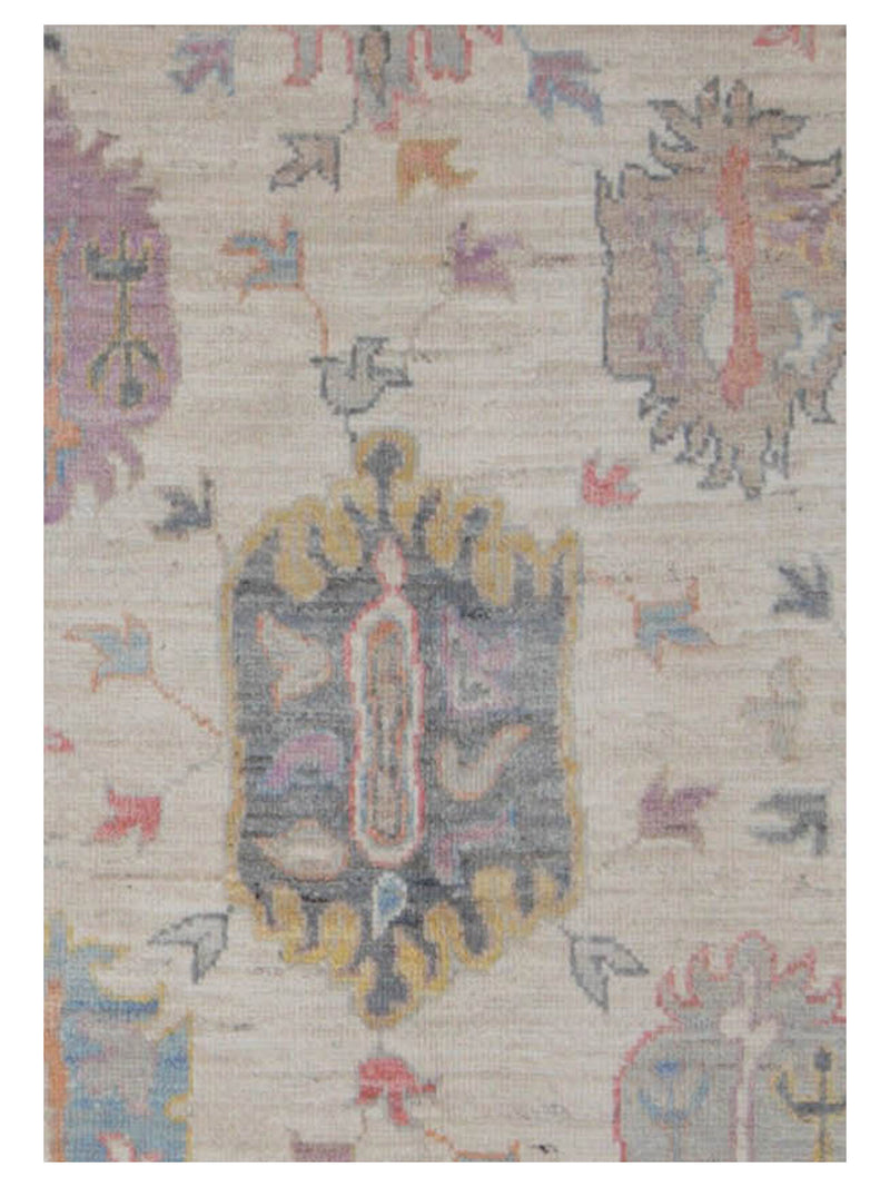 Pacific Ushak Wool Weft 42597 Ivory Grey Transitional Hand Knotted Rug