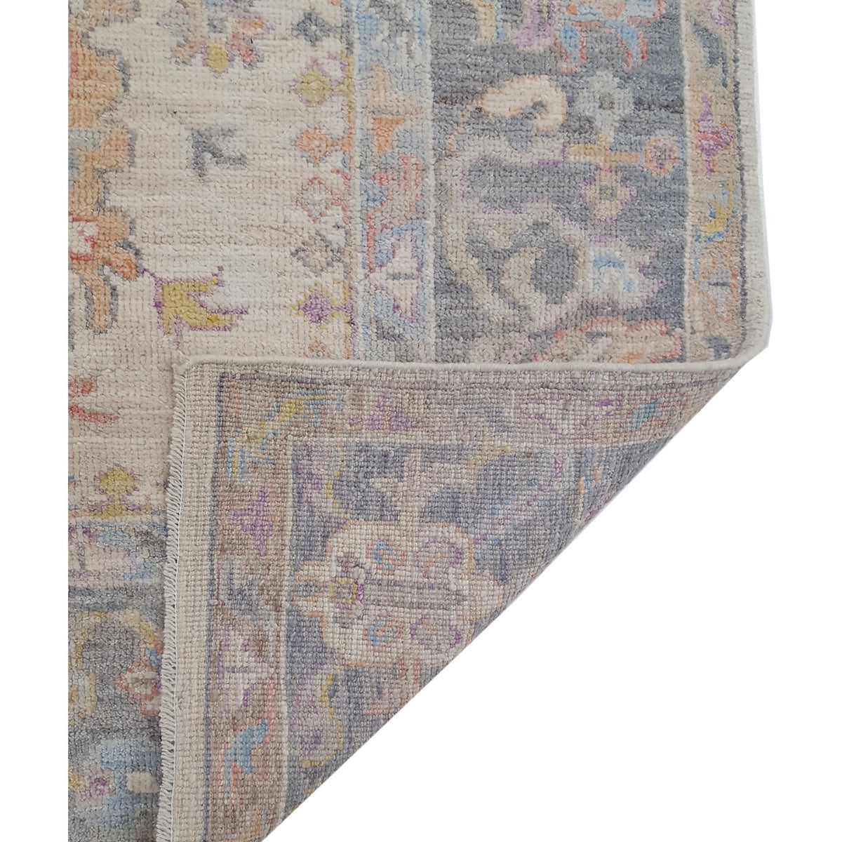 Pacific Ushak Wool Weft 42597 Ivory Grey Transitional Hand Knotted Rug