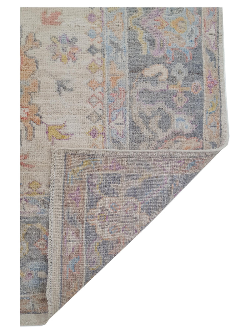 Pacific Ushak Wool Weft 42597 Ivory Grey Transitional Hand Knotted Rug