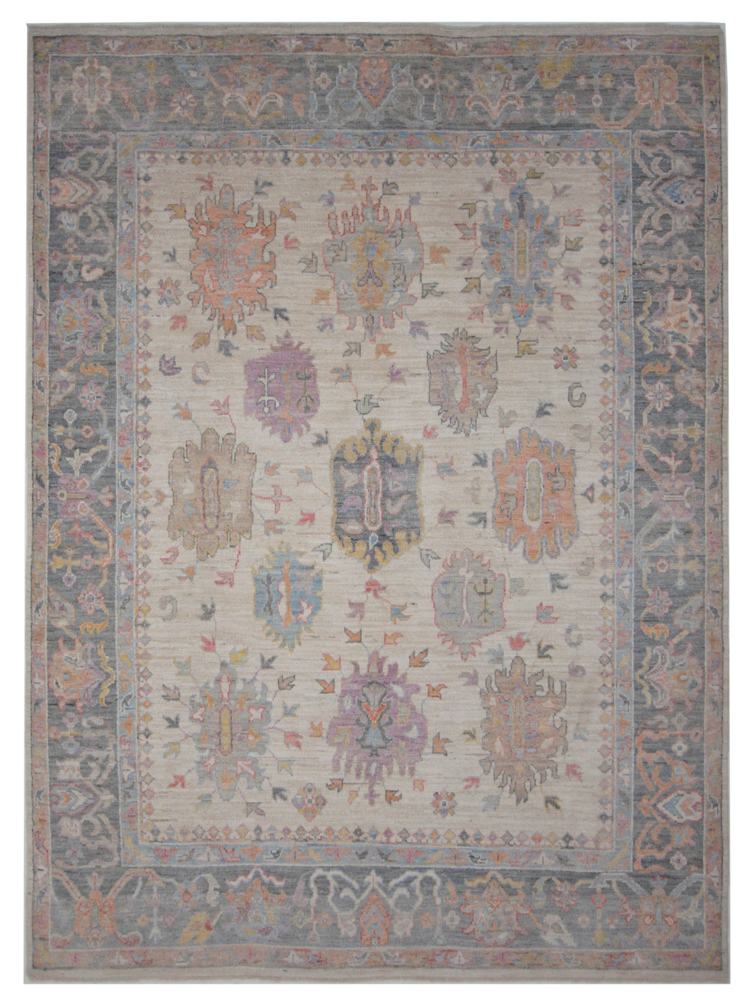 Pacific Ushak Wool Weft  Ivory Grey Transitional
