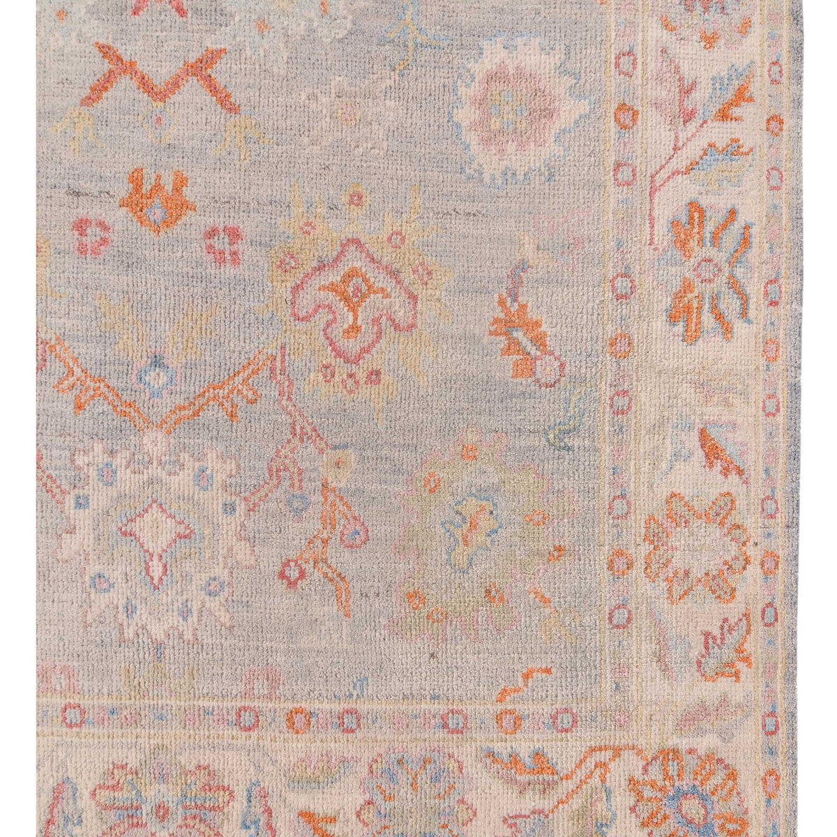 Pacific Ushak Wool Weft 42599 Lt.Grey Ivory Transitional Hand Knotted Rug