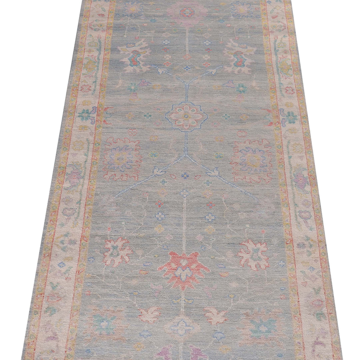 Pacific Ushak Wool Weft 42601 Lt.Grey Ivory Transitional Hand Knotted Rug