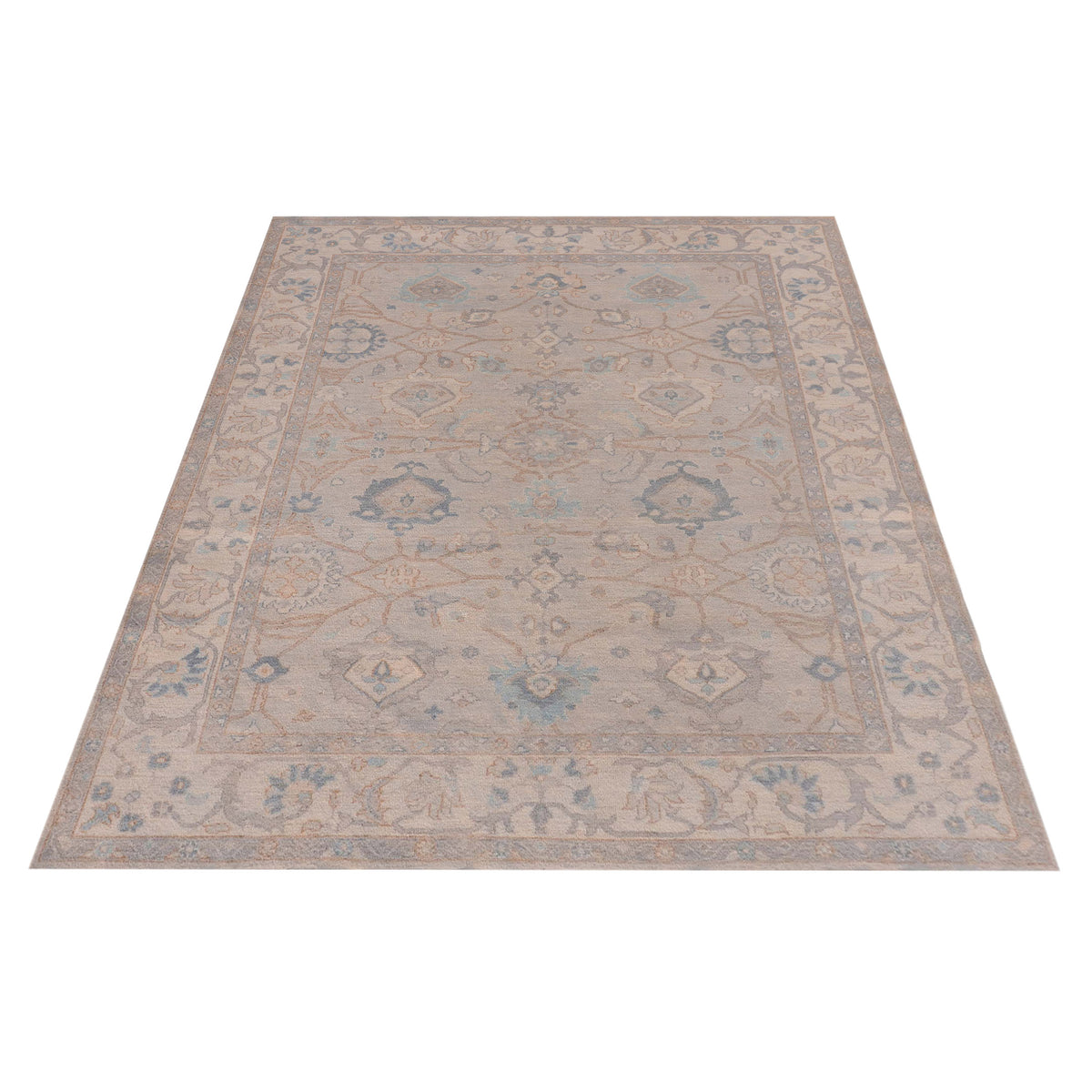 Pacific Ushak Wool Weft 42603 Lt.Grey Ivory Transitional Hand Knotted Rug