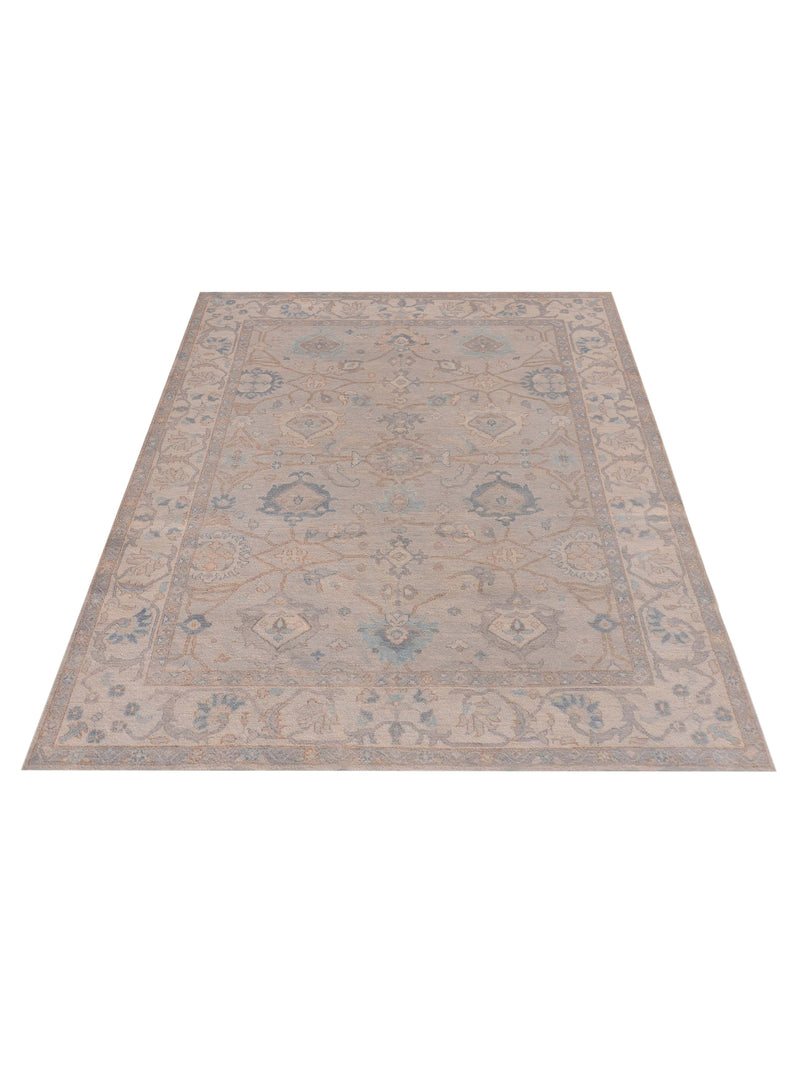 Pacific Ushak Wool Weft 42603 Lt.Grey Ivory Transitional Hand Knotted Rug