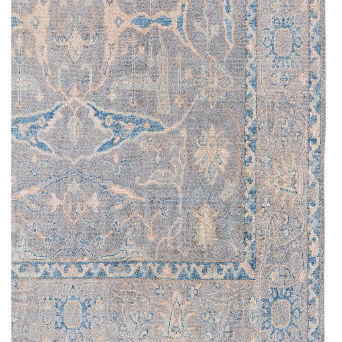 Pacific Ushak Wool Weft 42604 Grey Grey Transitional Hand Knotted Rug