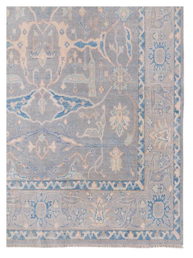 Pacific Ushak Wool Weft 42604 Grey Grey Transitional Hand Knotted Rug