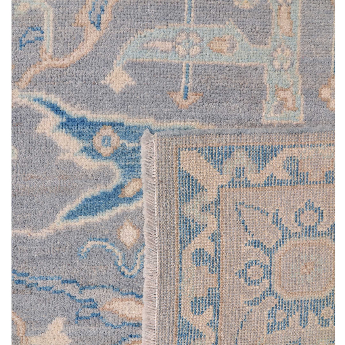 Pacific Ushak Wool Weft 42604 Grey Grey Transitional Hand Knotted Rug