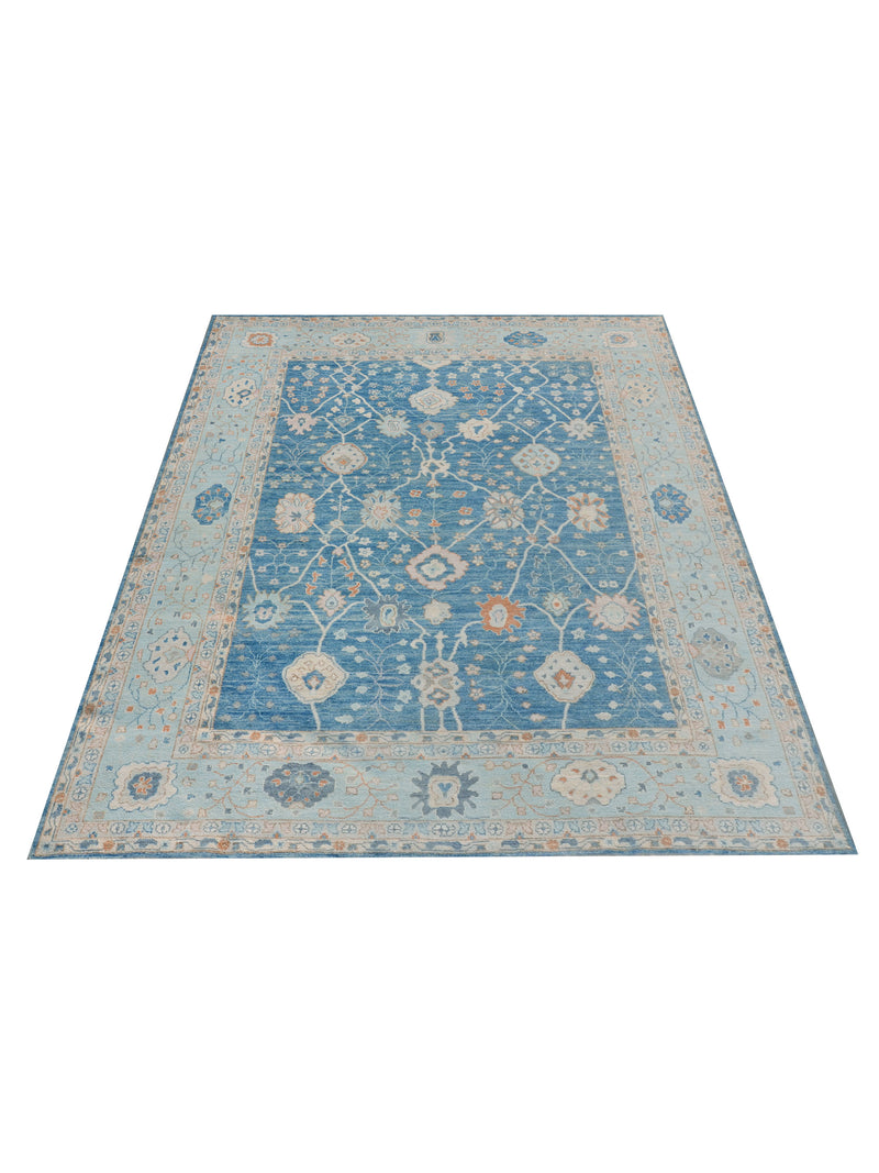 Pacific Ushak Wool Weft 42605 Blue Lt.Blue Transitional Hand Knotted Rug