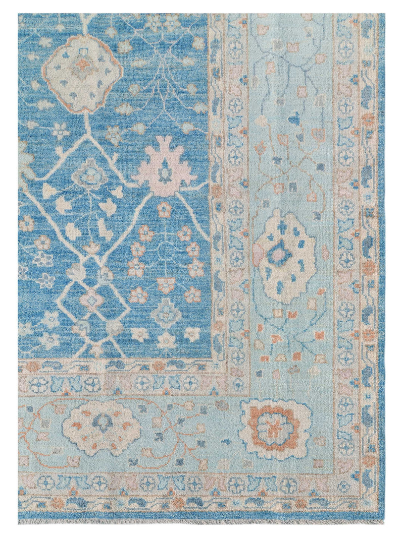 Pacific Ushak Wool Weft 42605 Blue Lt.Blue Transitional Hand Knotted Rug