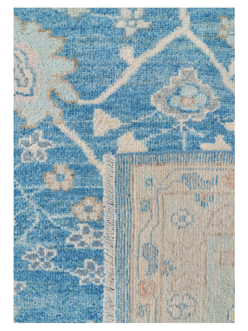 Pacific Ushak Wool Weft 42605 Blue Lt.Blue Transitional Hand Knotted Rug