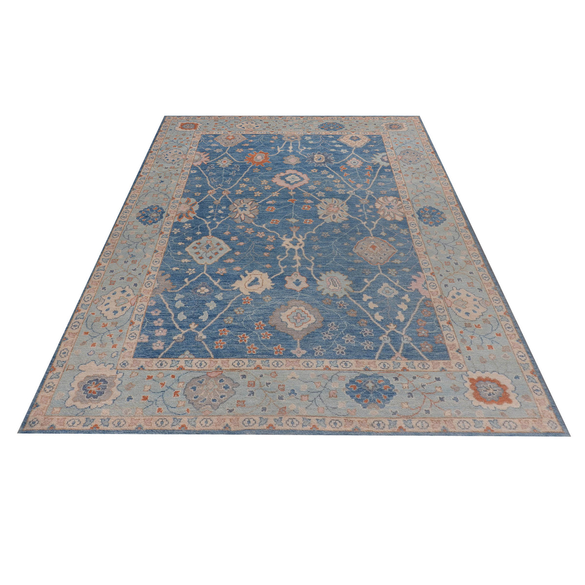 Pacific Ushak Wool Weft 42606 Ivory Lt.Grey Transitional Hand Knotted Rug
