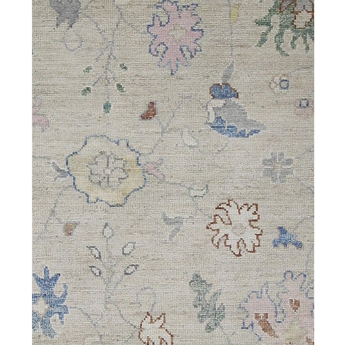 Pacific Ushak Wool Weft 42607 Beige Ivory Transitional Hand Knotted Rug