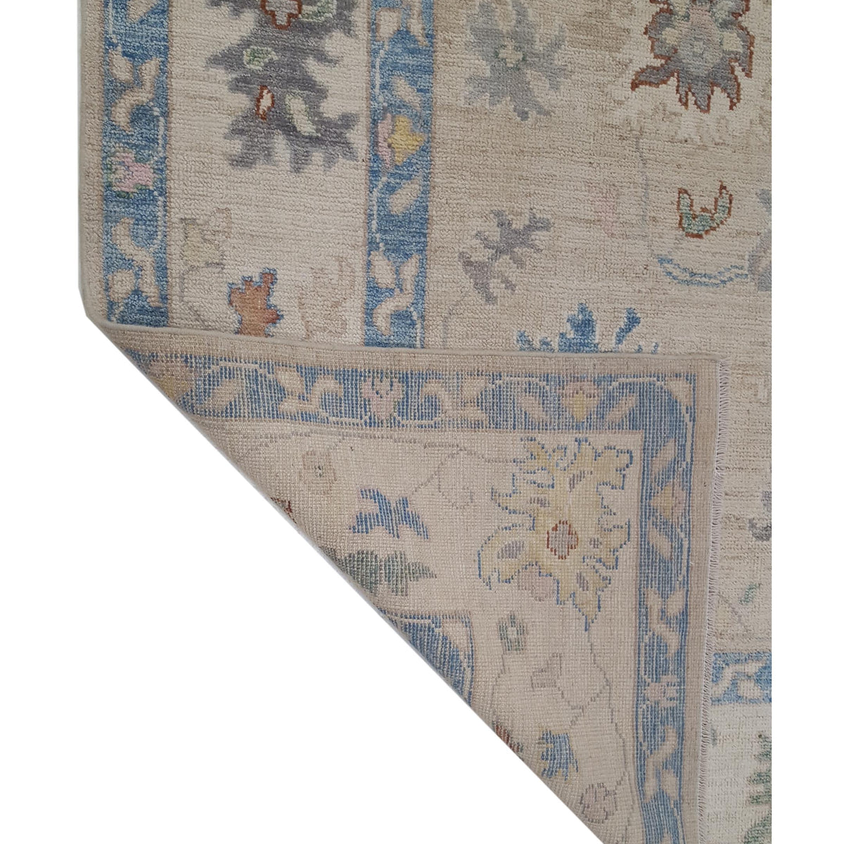 Pacific Ushak Wool Weft 42607 Beige Ivory Transitional Hand Knotted Rug