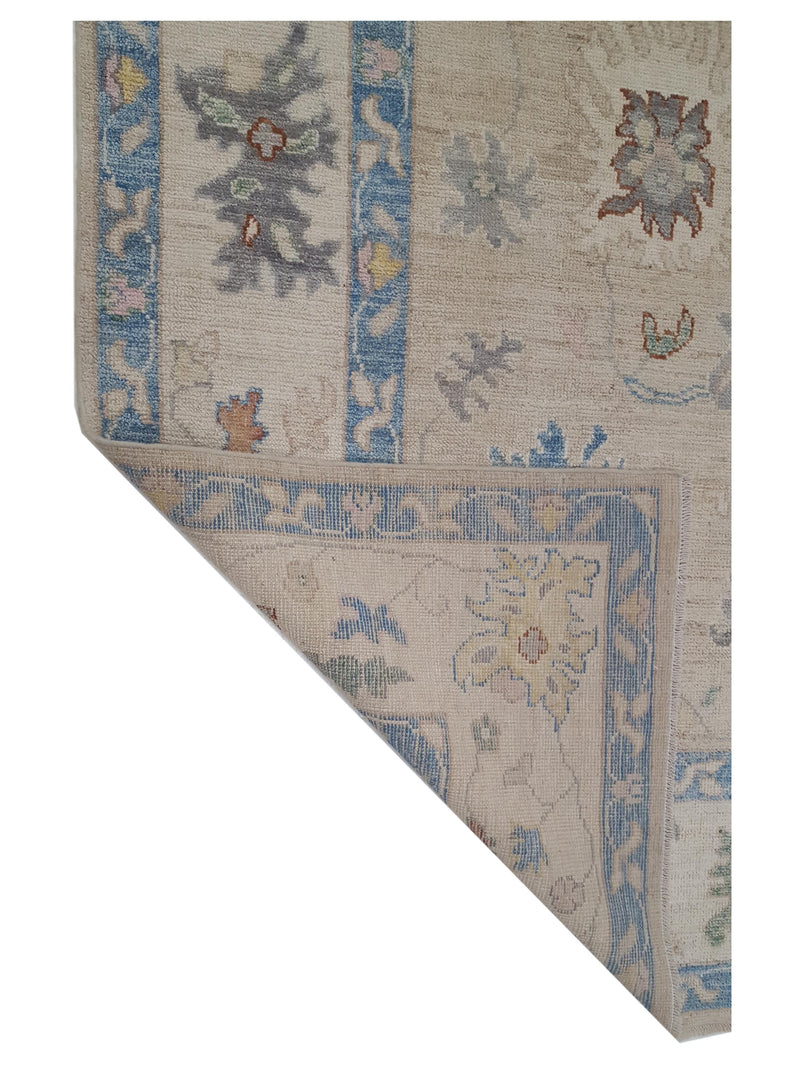 Pacific Ushak Wool Weft 42607 Beige Ivory Transitional Hand Knotted Rug