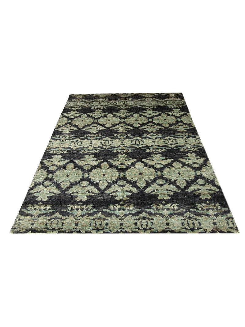 Pacific Moroccan I 42650 Green Cream Modern Hand Knotted Rug