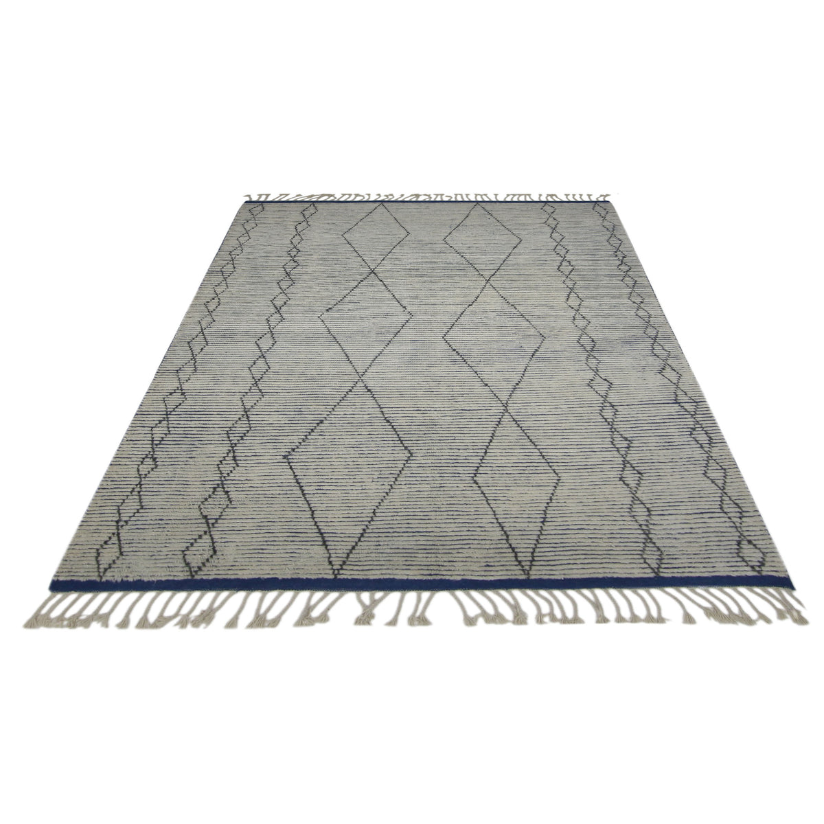 Pacific Moroccan I 42659 Ivory Blue Modern Hand Knotted Rug