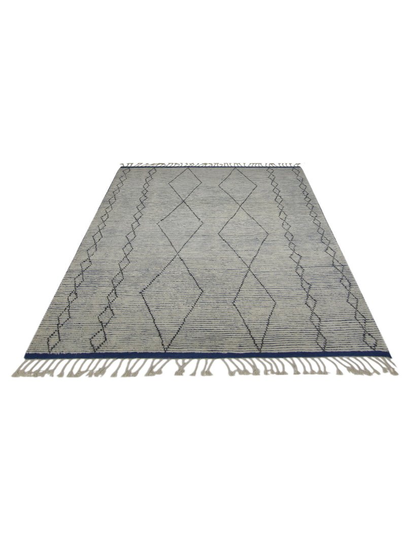 Pacific Moroccan I 42659 Ivory Blue Modern Hand Knotted Rug