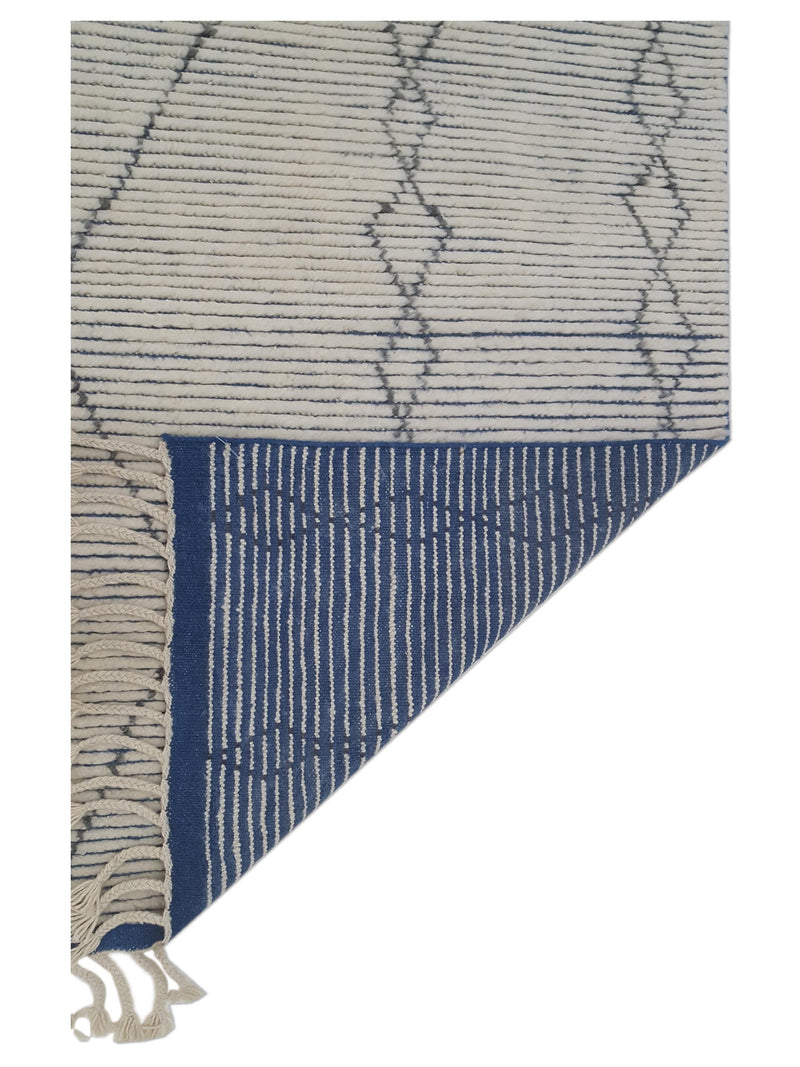 Pacific Moroccan I 42659 Ivory Blue Modern Hand Knotted Rug