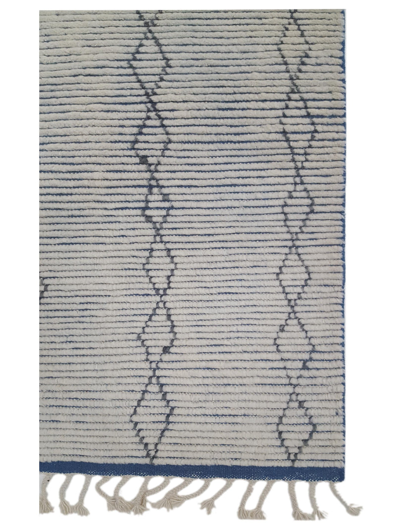 Pacific Moroccan I 42659 Ivory Blue Modern Hand Knotted Rug