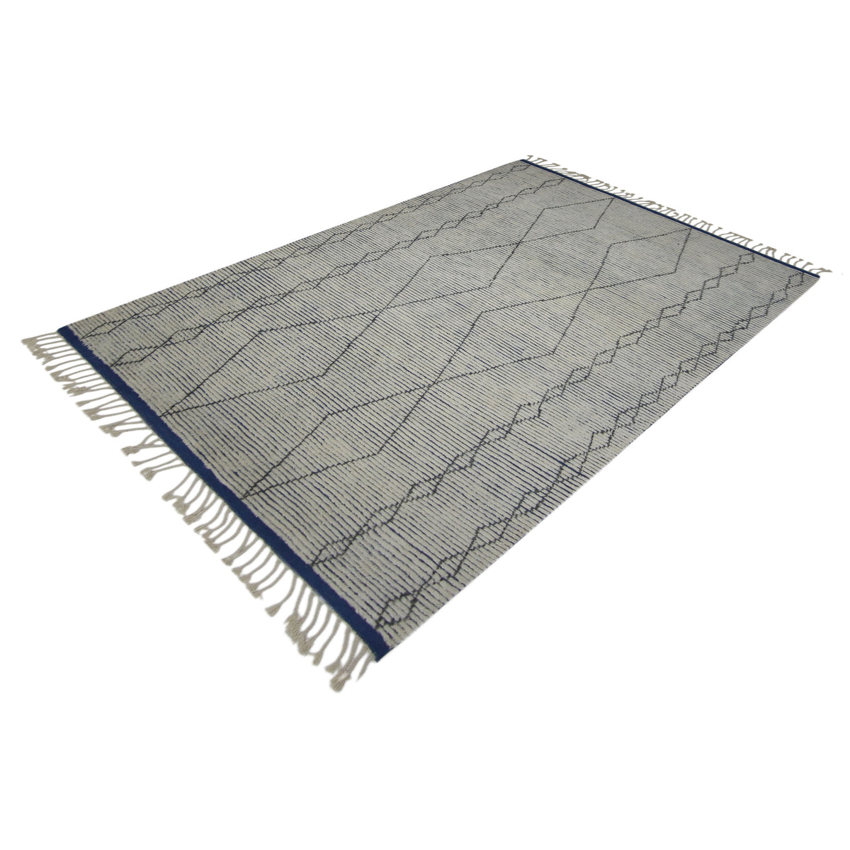 Pacific Moroccan I 42659 Ivory Blue Modern Hand Knotted Rug