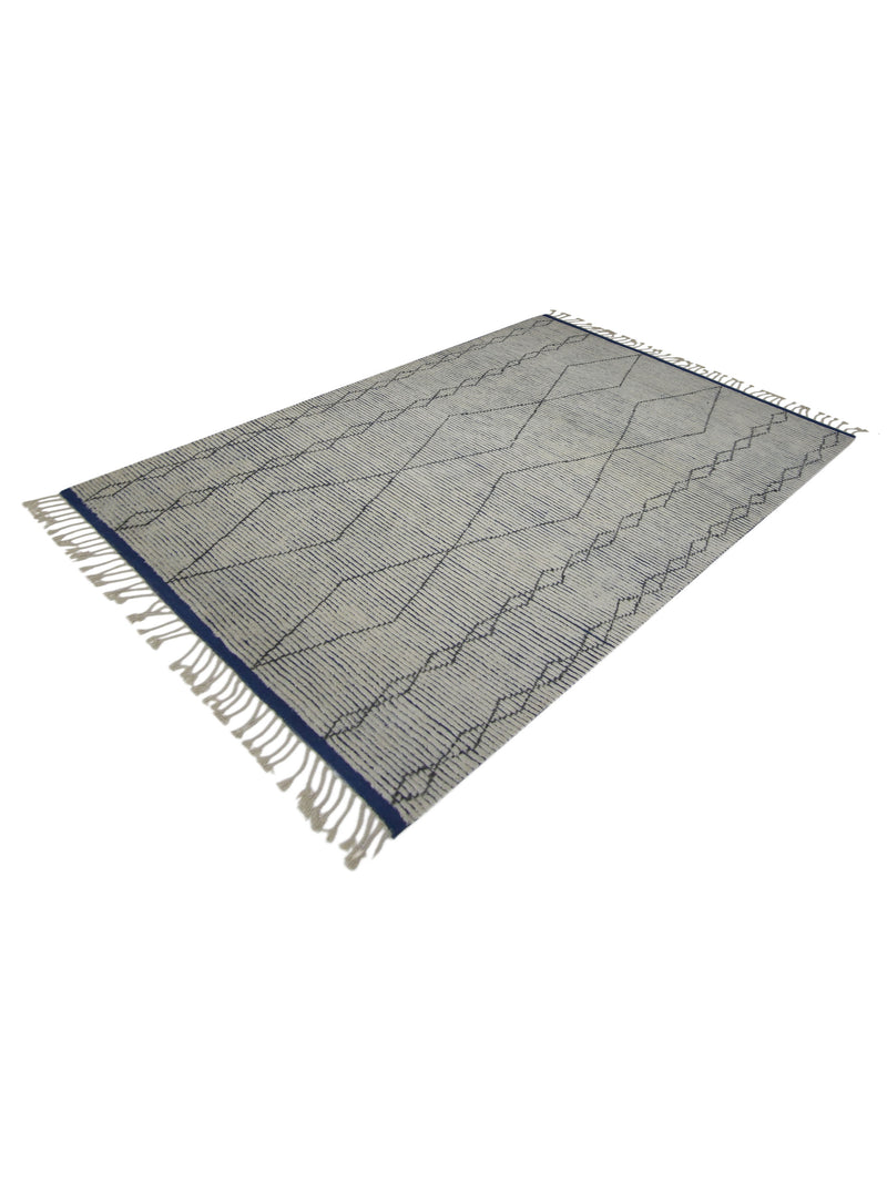 Pacific Moroccan I 42659 Ivory Blue Modern Hand Knotted Rug