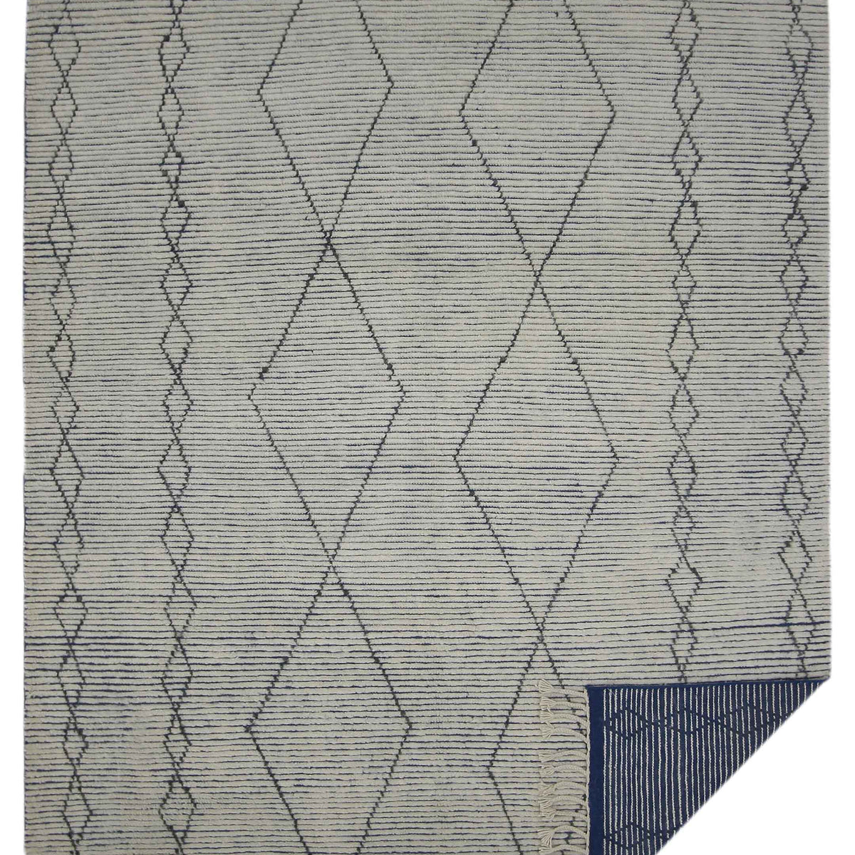 Pacific Moroccan I 42659 Ivory Blue Modern Hand Knotted Rug