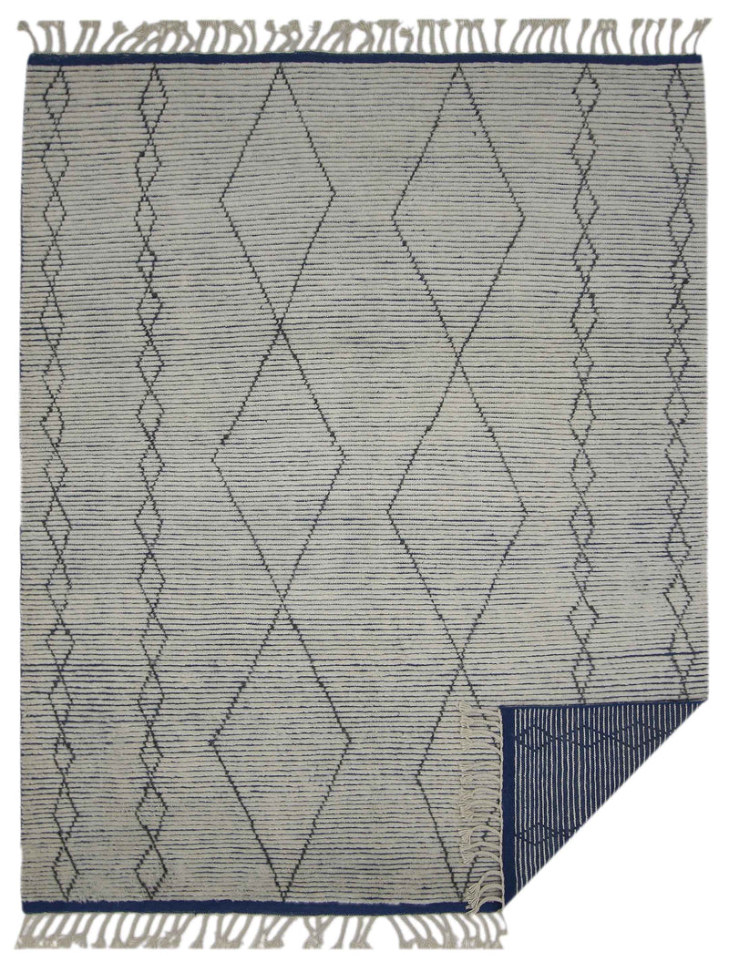 Pacific Moroccan I 42659 Ivory Blue Modern Hand Knotted Rug