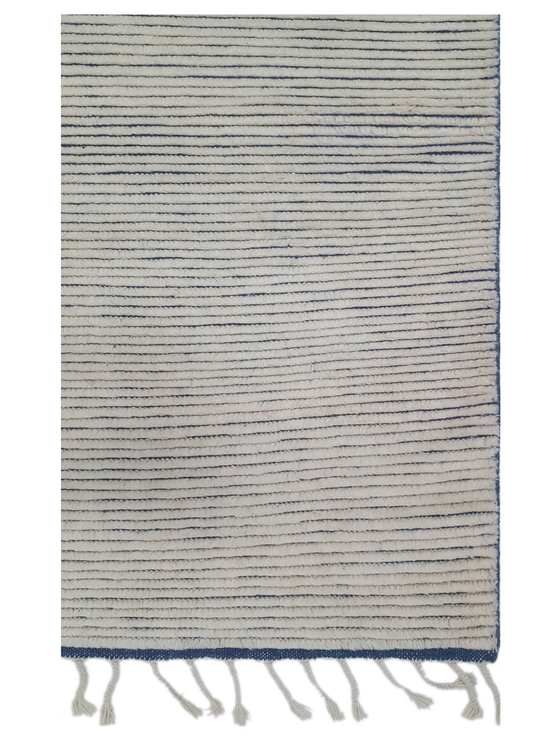 Pacific Moroccan I 42664 Ivory Blue Modern Hand Knotted Rug