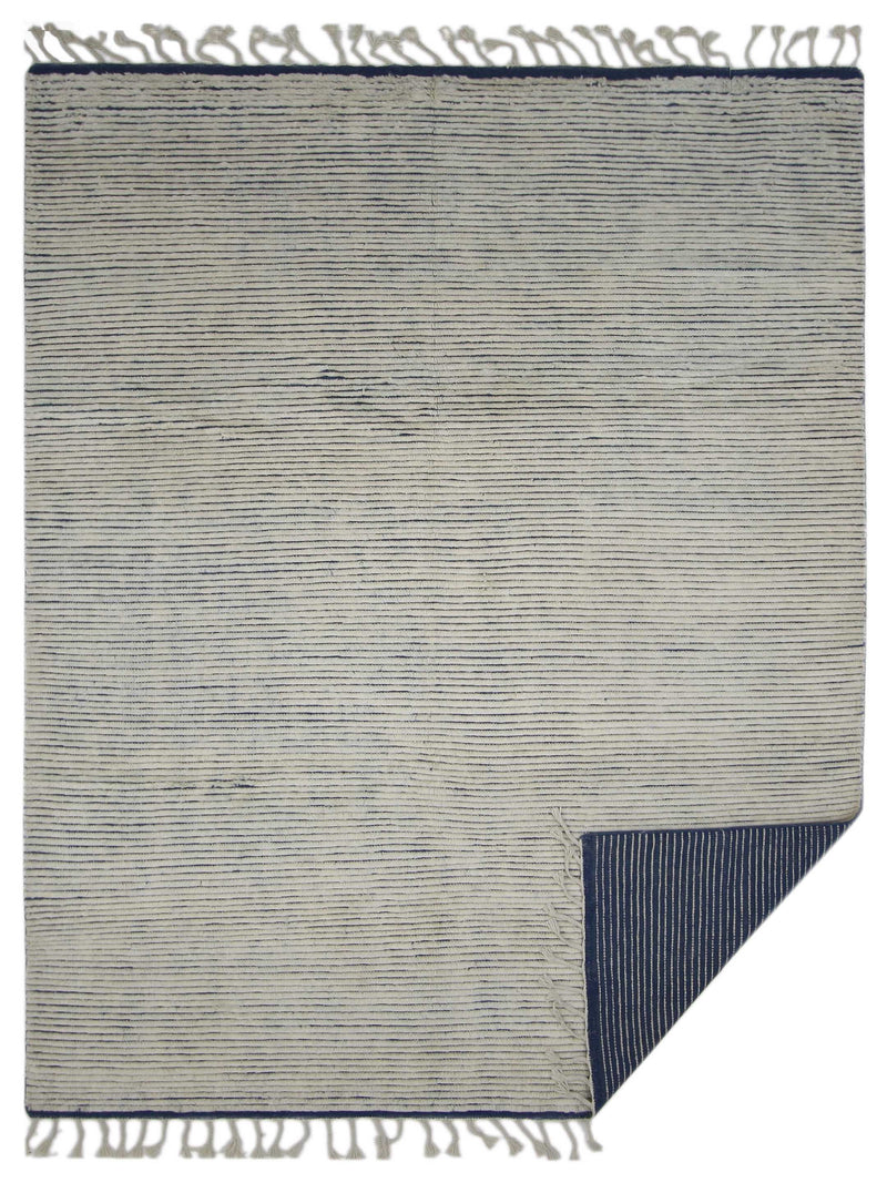 Pacific Moroccan I 42664 Ivory Blue Modern Hand Knotted Rug