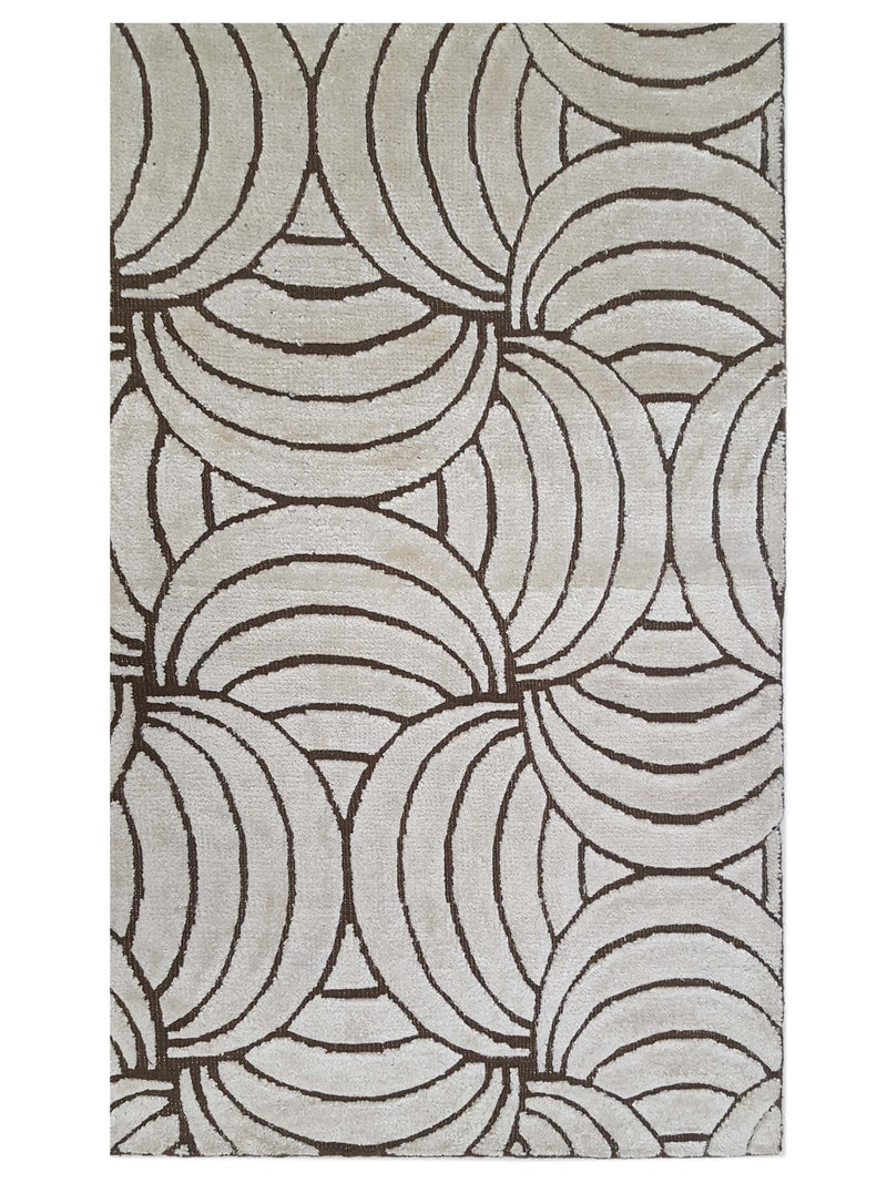 Pacific Nepoli RM-43 Ivory Brown Modern Hand Knotted Rug