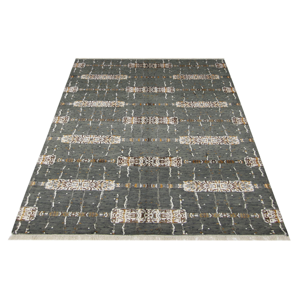 Pacific Nepoli NEP-OGIV Olive Green Ivory Modern Hand Knotted Rug