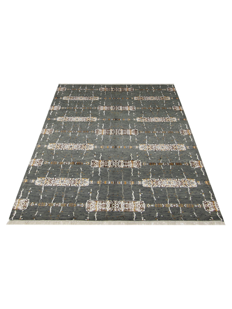 Pacific Nepoli NEP-OGIV Olive Green Ivory Modern Hand Knotted Rug