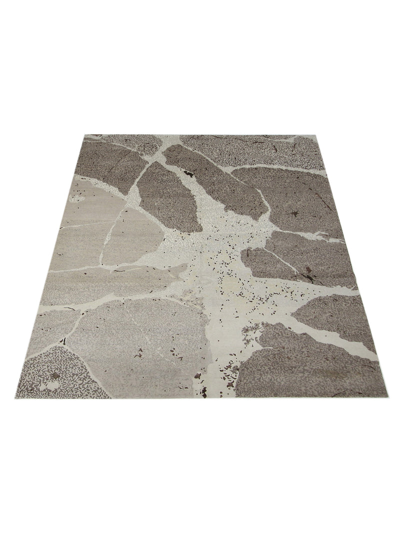 Pacific Nepoli 42723 Khaki Ivory Modern Hand Knotted Rug