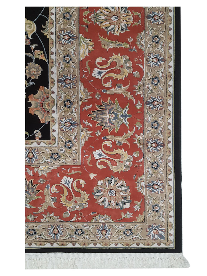 Aira Heirloom 42733 Black Orange Traditional Power Loom Rug