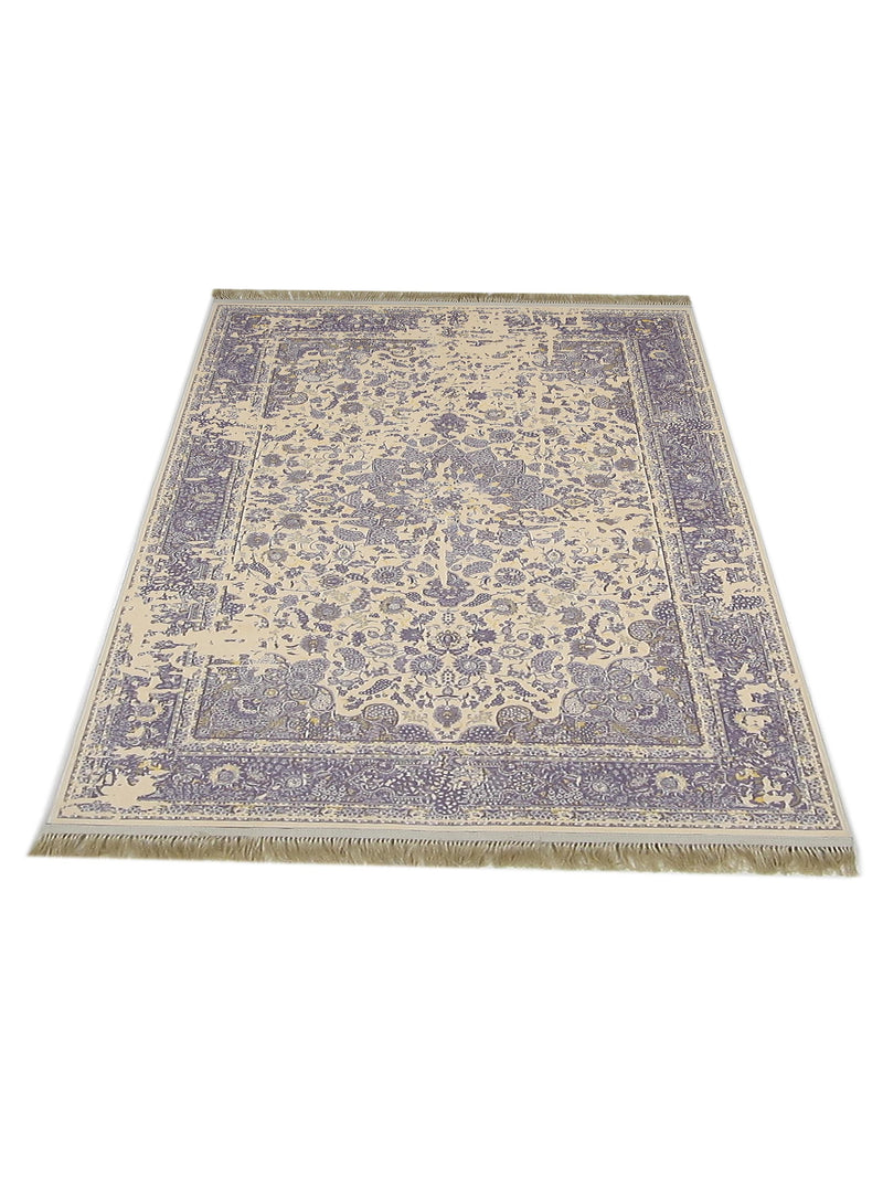 Aira Artisan Heirloom 42748 Ivory Purple Modern Hand Loom Rug