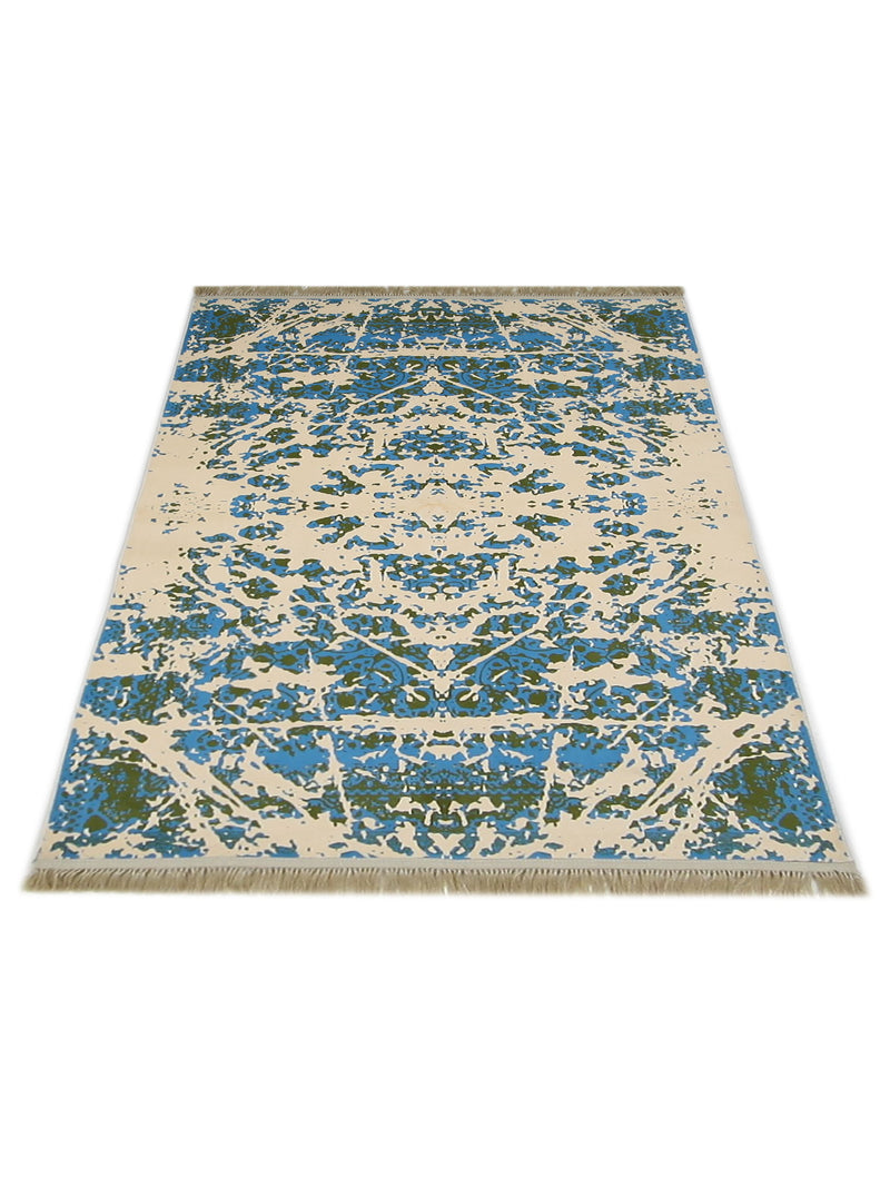 Aira Artisan Heirloom 42756 Turquoise Ivory Modern Hand Loom Rug
