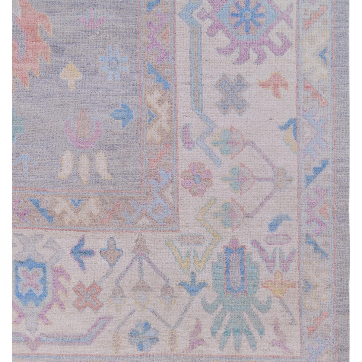 Pacific Ushak Wool Weft 42759 Grey Ivory Transitional Hand Knotted Rug