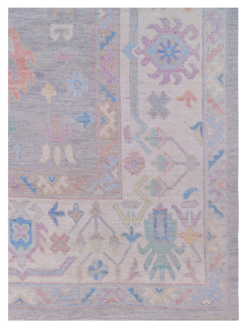 Pacific Ushak Wool Weft 42759 Grey Ivory Transitional Hand Knotted Rug