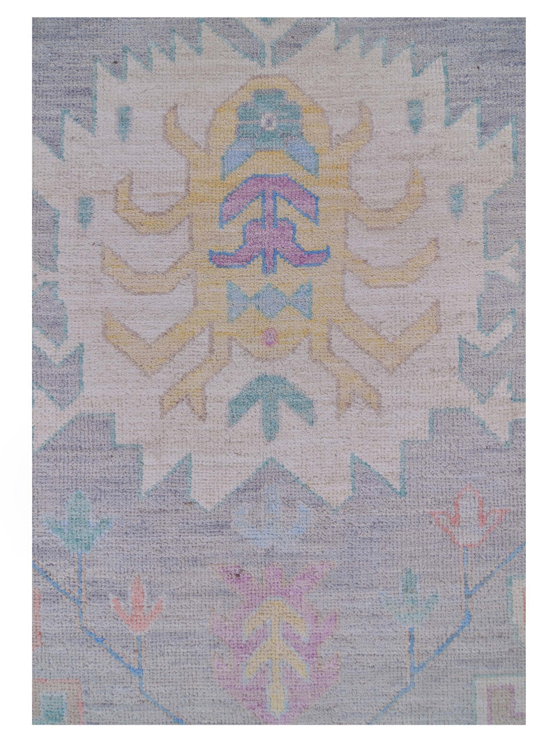 Pacific Ushak Wool Weft 42759 Grey Ivory Transitional Hand Knotted Rug