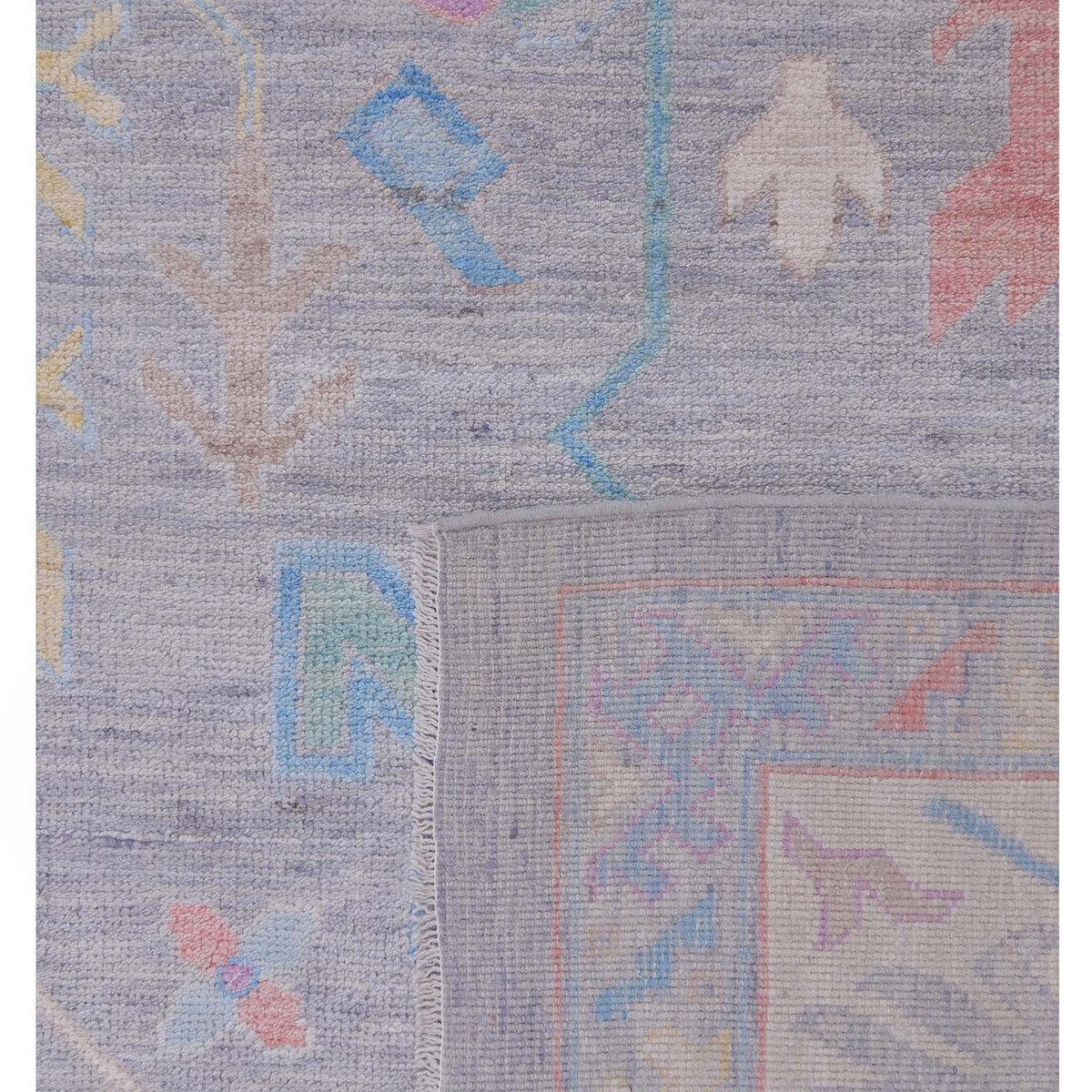 Pacific Ushak Wool Weft 42759 Grey Ivory Transitional Hand Knotted Rug
