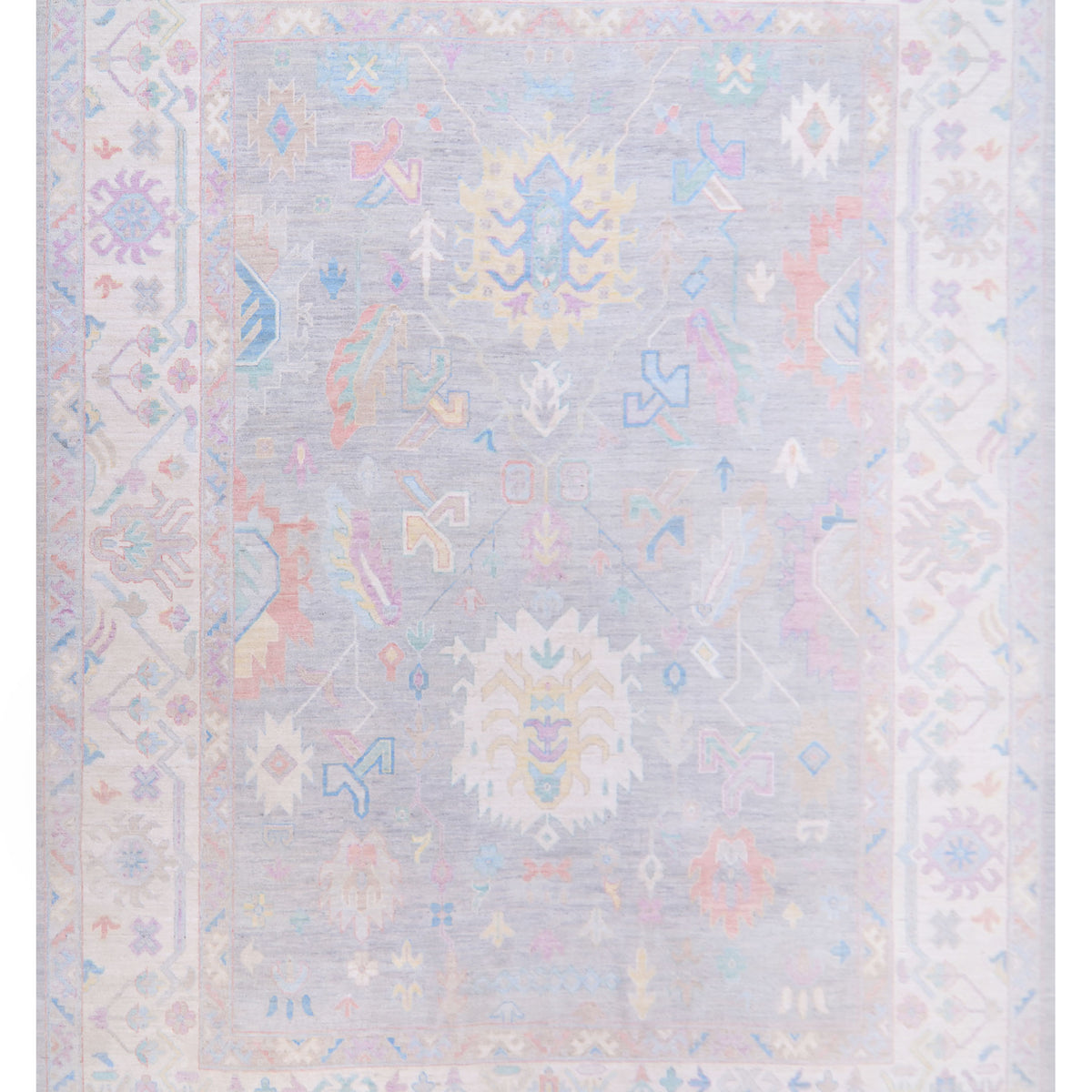 Pacific Ushak Wool Weft  Grey Ivory Transitional