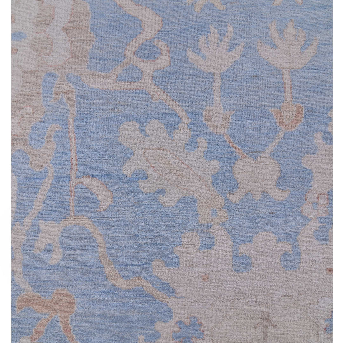 Pacific Ushak Wool Weft 42760 Blue Ivory Transitional Hand Knotted Rug