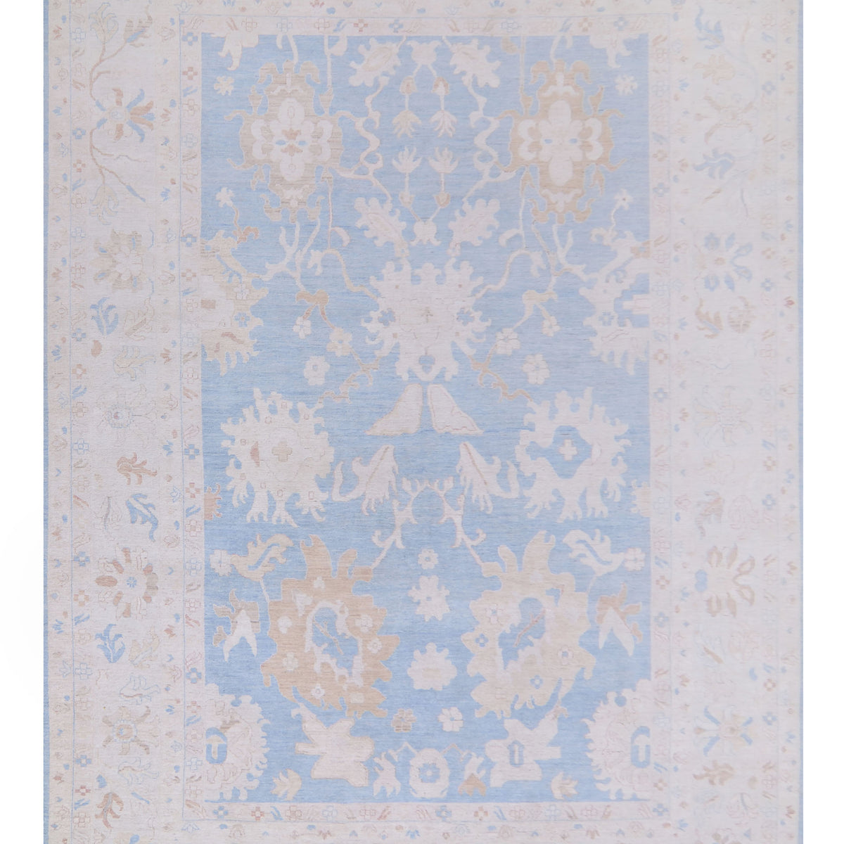 Pacific Ushak Wool Weft  Blue Ivory Transitional