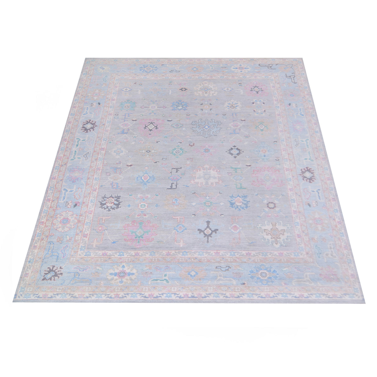 Pacific Ushak Wool Weft 42763 Grey Blue Transitional Hand Knotted Rug
